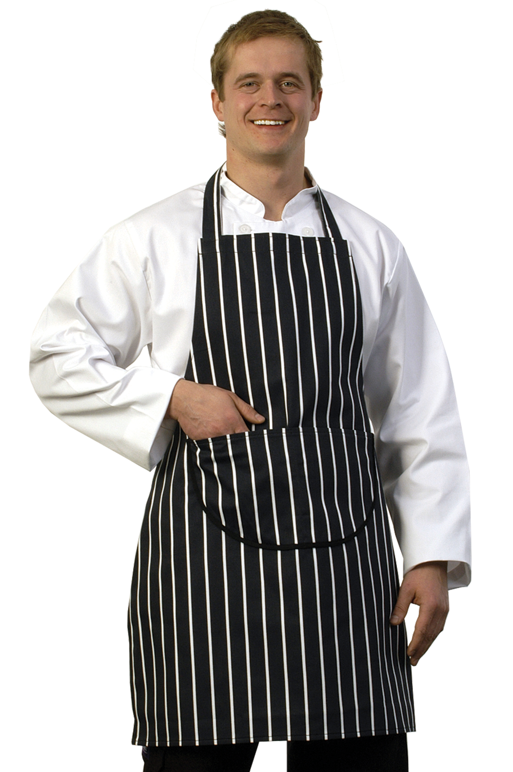 Classic Butchers Blue Striped Bib Apron with Pocket