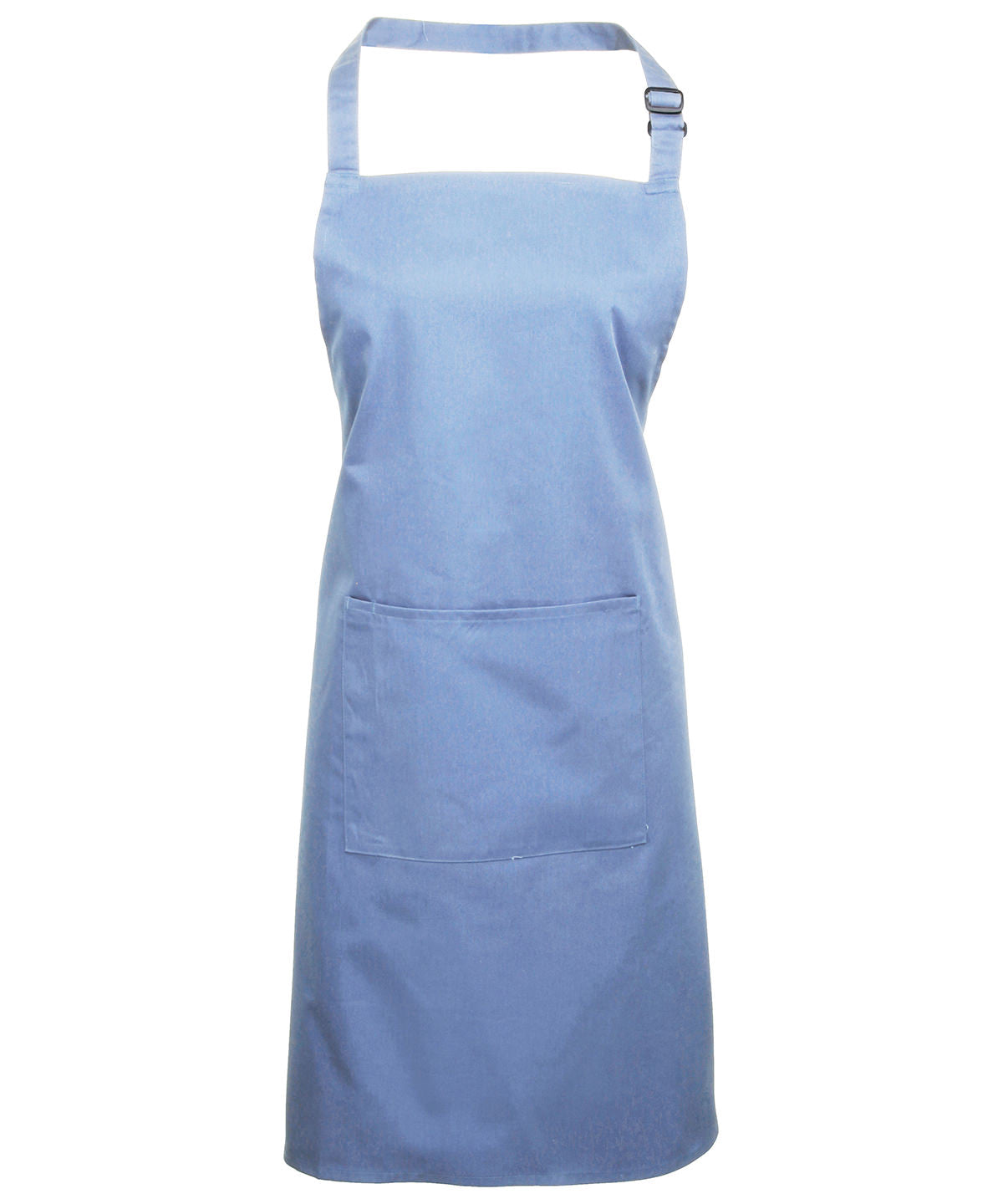 Basic Mid Blue Bib Apron with Pocket