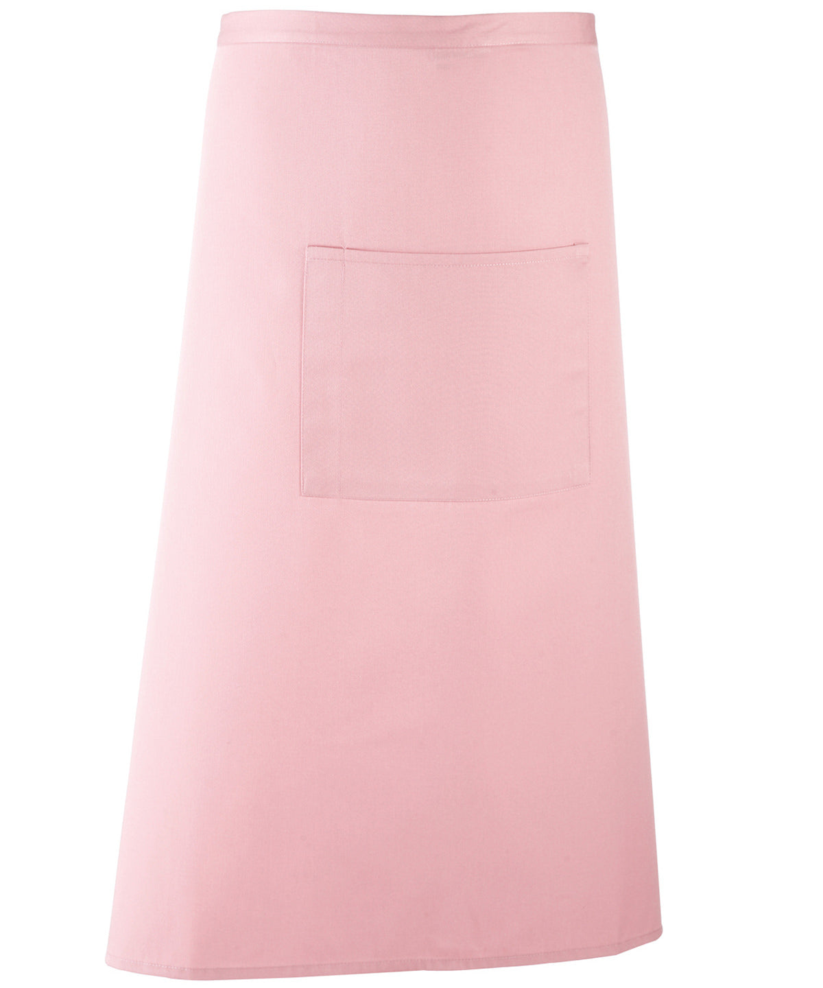 Pink bar apron with durable fabric, center pocket, and pen compartment, perfect for bartenders and mixologists