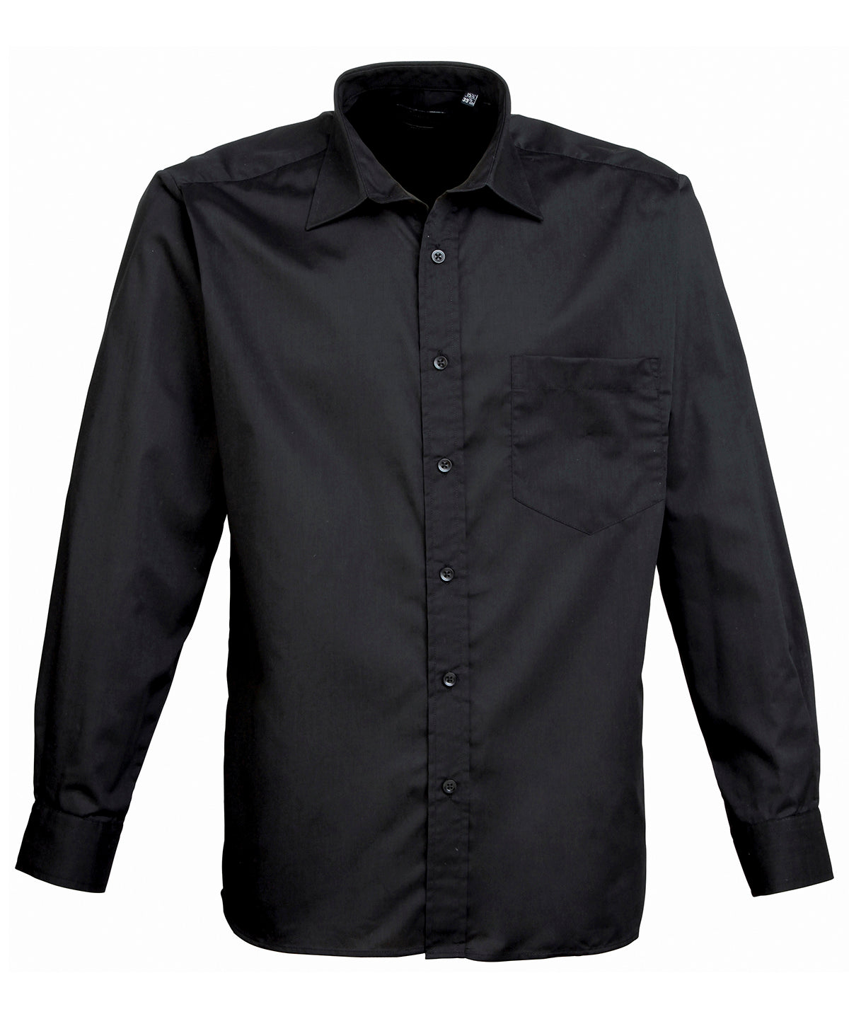 Black Men's Poplin Long Sleeve Work Shirt