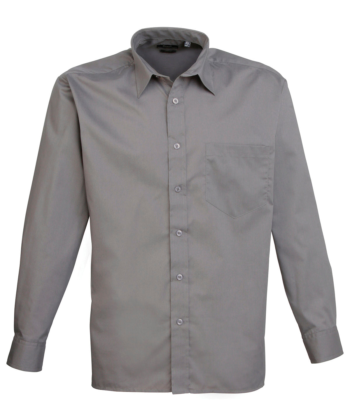 Dark Grey Men's Poplin Long Sleeve Work Shirt