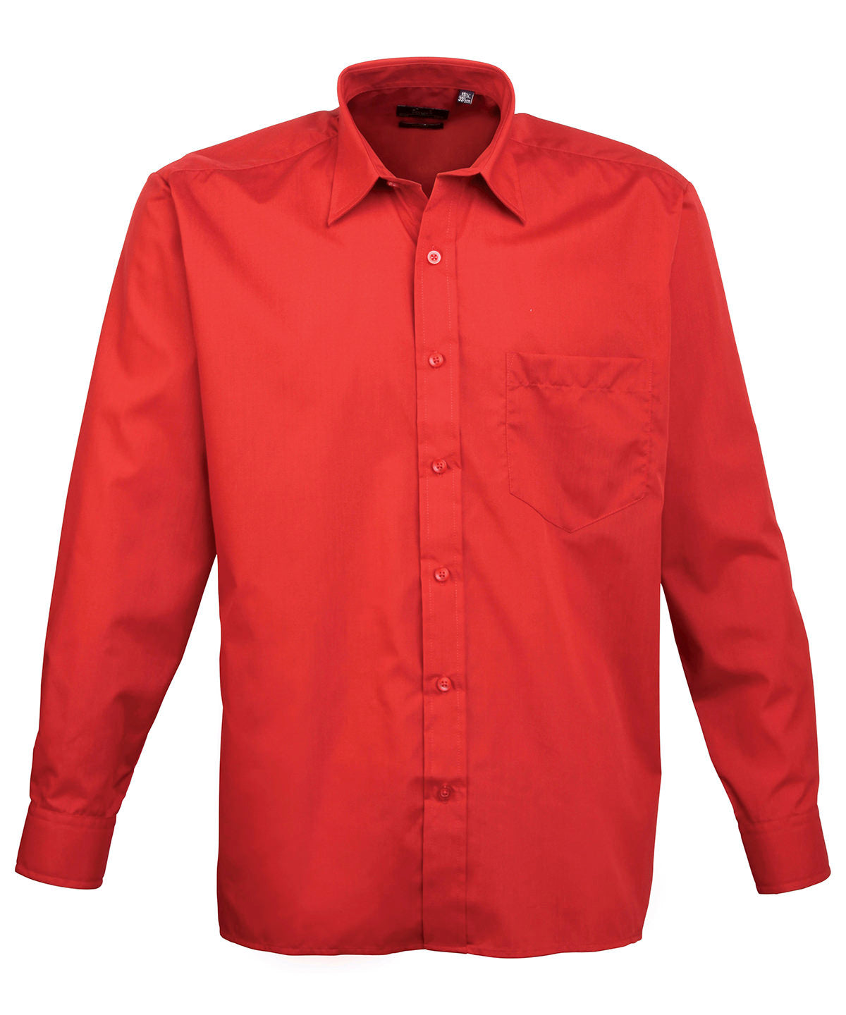 Red Men's Poplin Long Sleeve Work Shirt