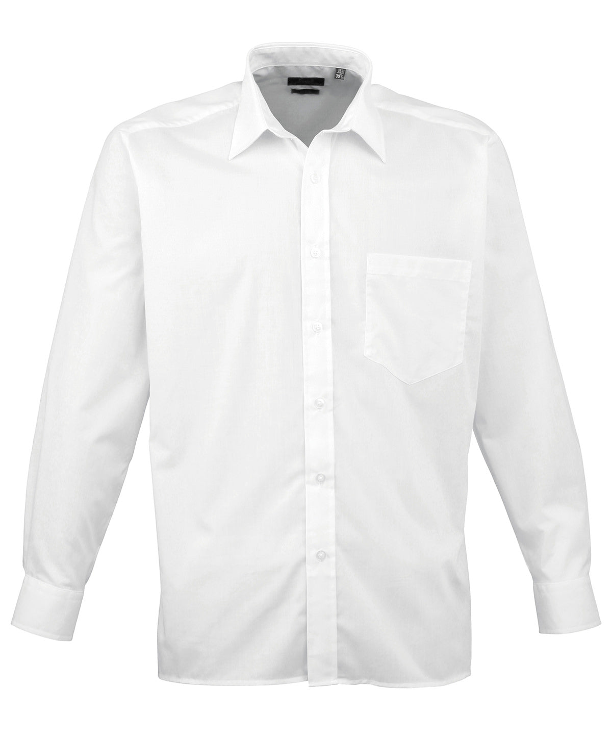 White Men's Poplin Long Sleeve Work Shirt