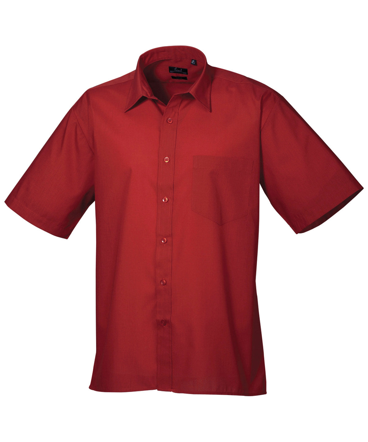 Burgundy Men's Poplin Short Sleeve Work Shirt