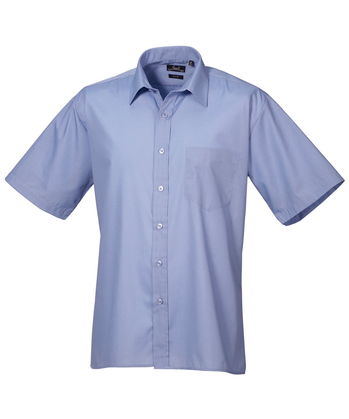 Mid Blue Men's Poplin Short Sleeve Work Shirt