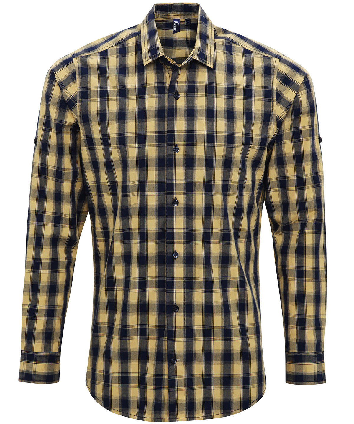 Men's Mulligan Check Cotton Shirt - Camel / Navy