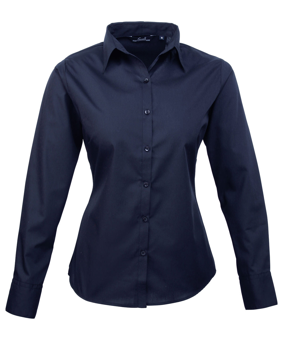 Navy Ladies Poplin Long Sleeve Blouse