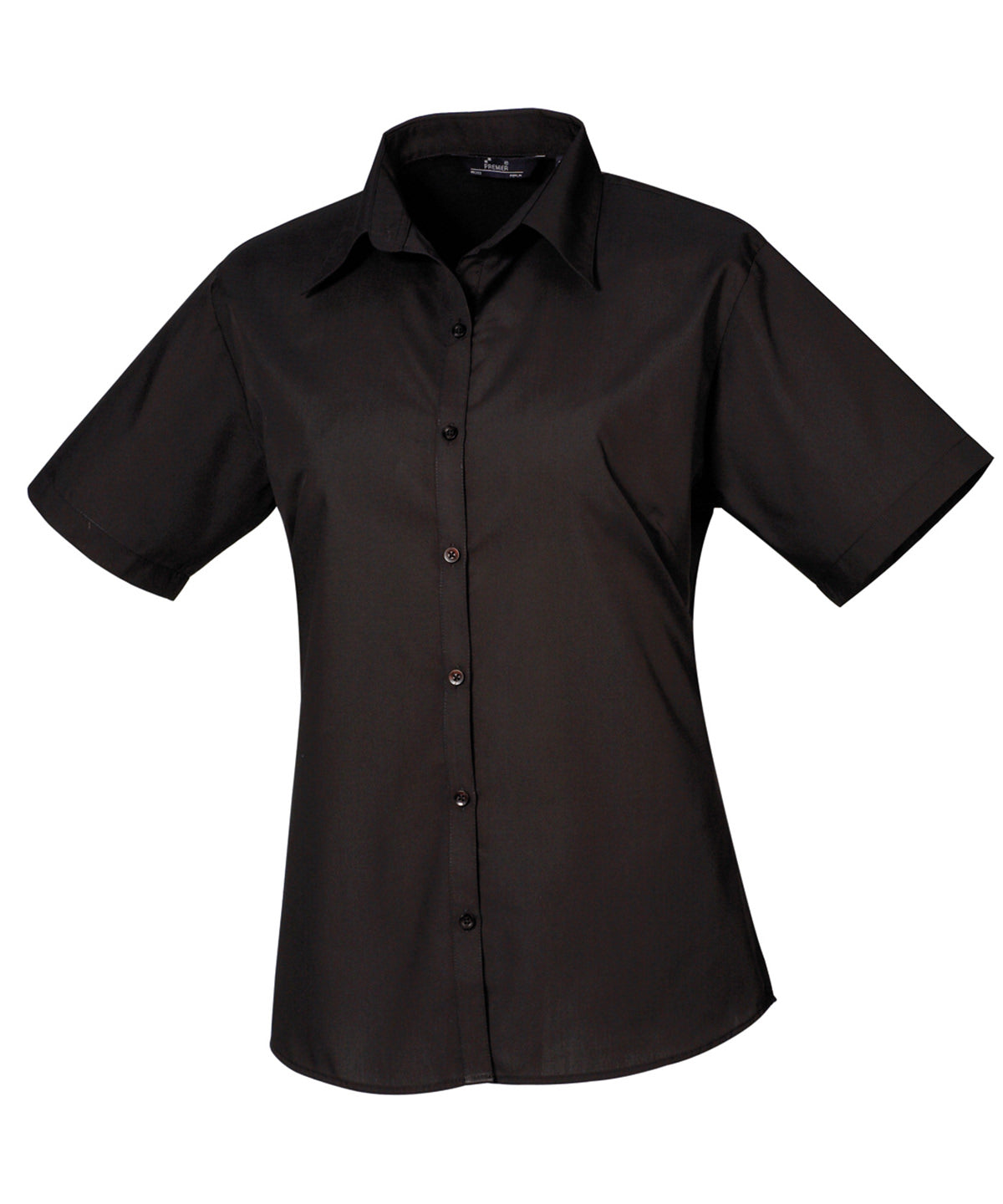 Black Ladies Poplin Short Sleeve Blouse