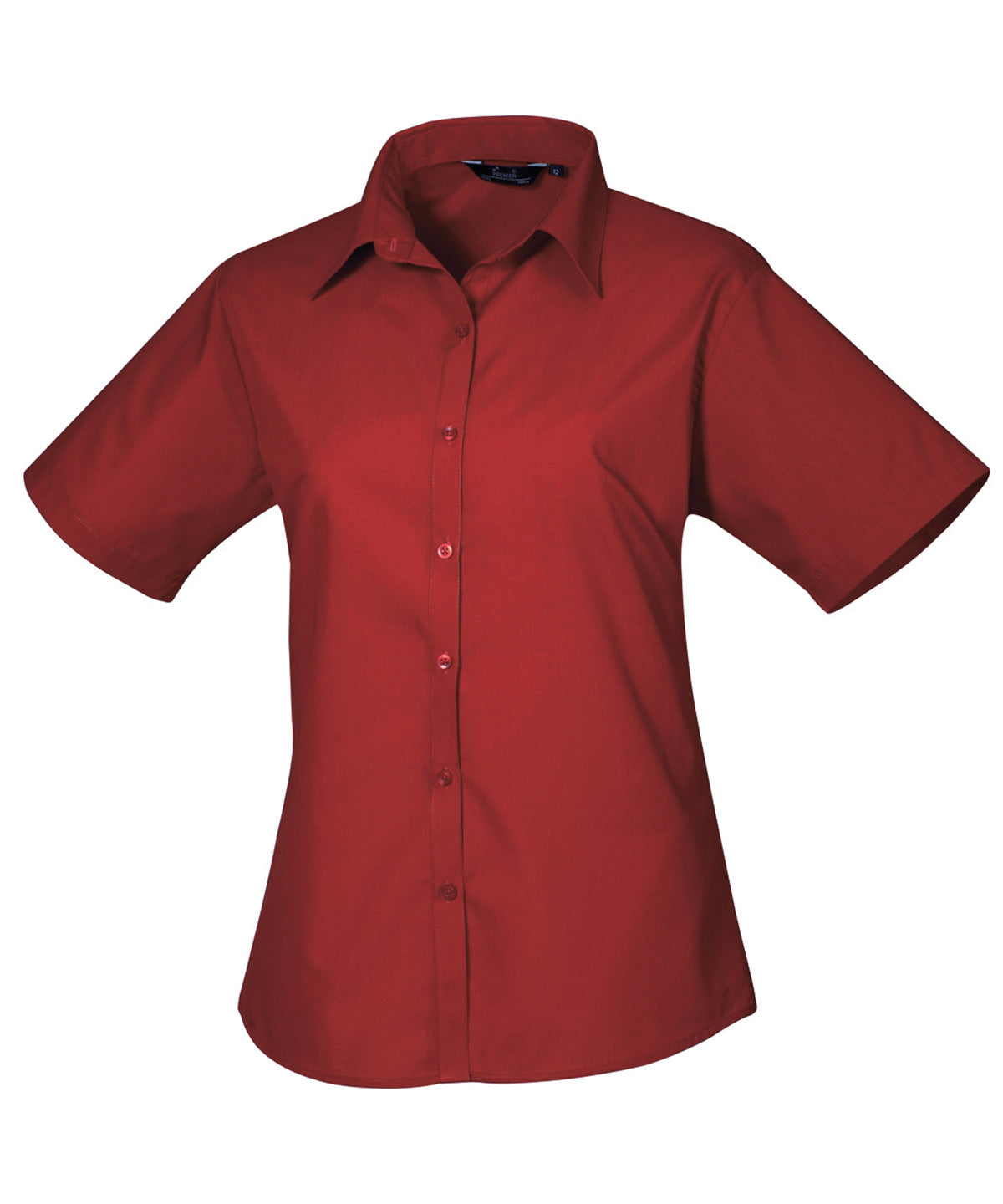 Burgundy Ladies Poplin Short Sleeve Blouse