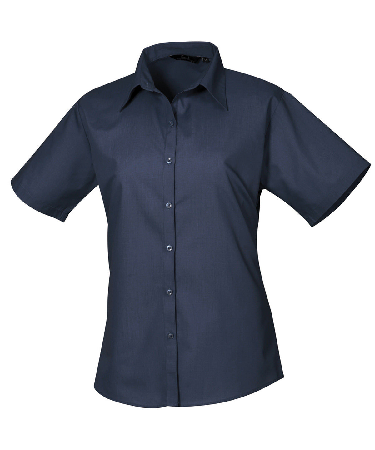 Navy Ladies Poplin Short Sleeve Blouse