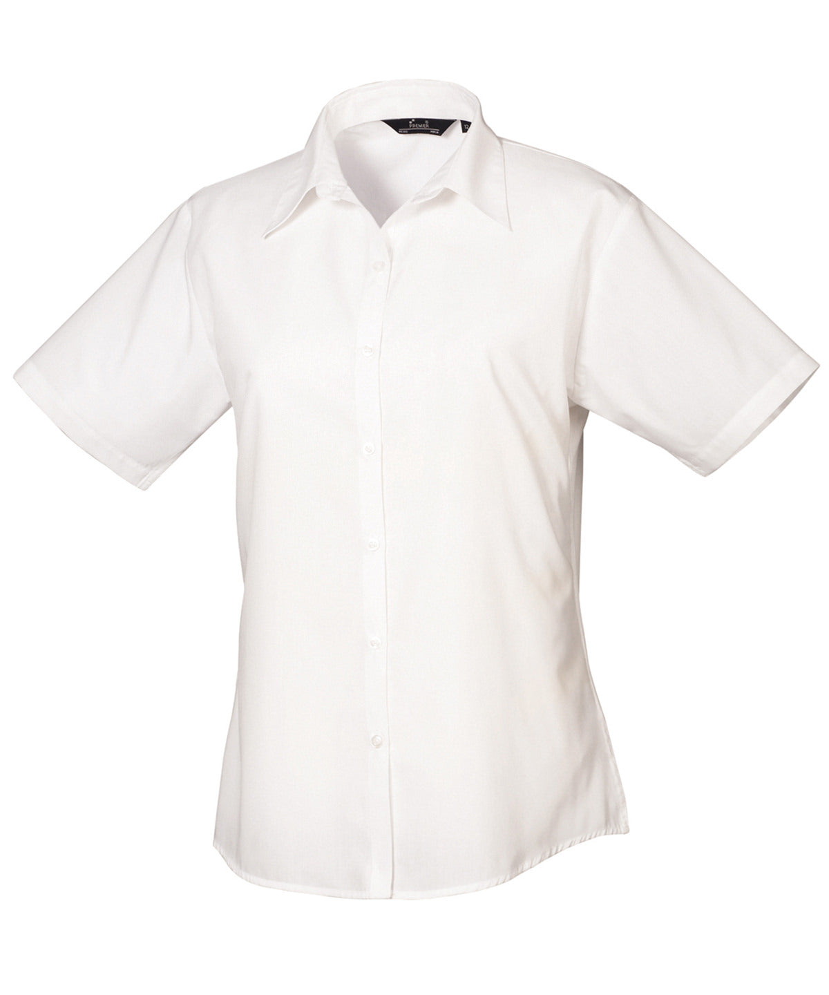 White Ladies Poplin Short Sleeve Blouse