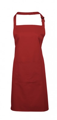 Colours Bib Apron With Pocket Red