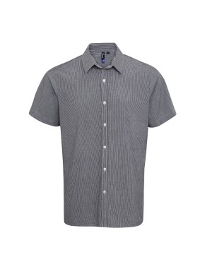 Men's Microcheck Short Sleeve Shirt Black/White Gingham